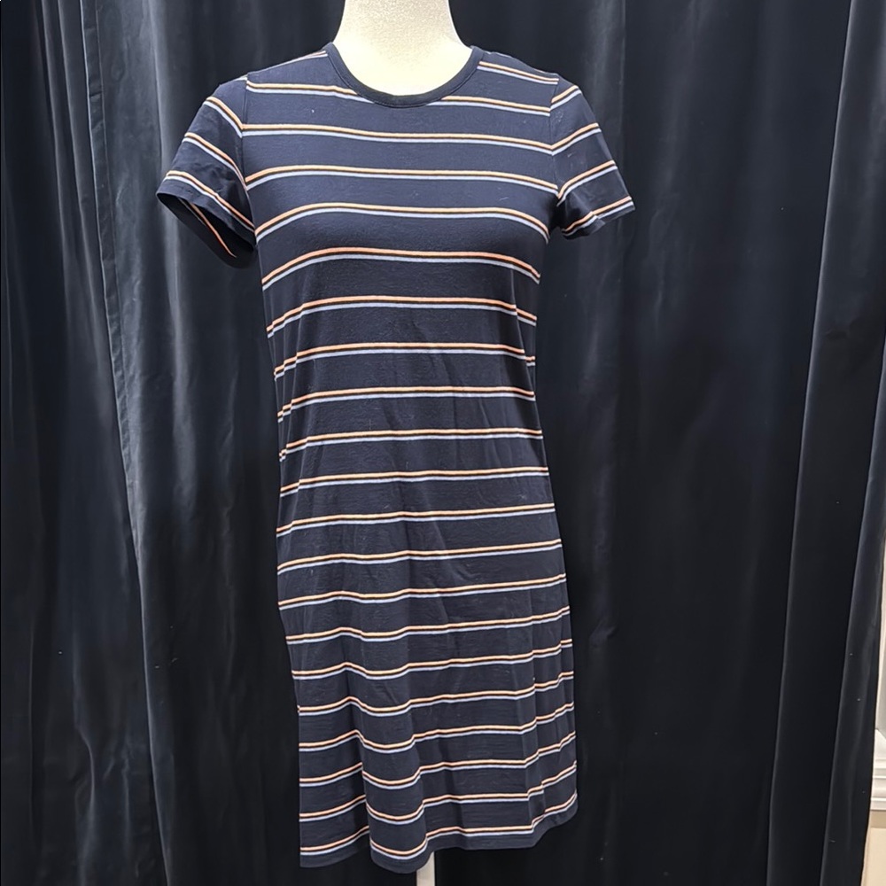 J. Crew Blue and Gray Mini Dress Casual Crew Neck